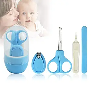 iSweven Baby Nail Cutter Grooming Kit for New Born Baby Infant Toodler Finger Toe Nail Clipper Scissor Cutter Baby Nail Clipper Child Safety Manicure Set Baby Care (Set of 4, Blue)