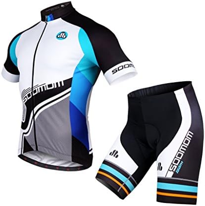 Breathable Quick Dry Lightweight Comfortable Men Short Sleeve Jersey + Padded Shorts Cycling Suit Clothing Set Riding Sportswear ( Size : XXL )