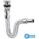ELALLAR KROM BASMALI SİFON - K&Ouml;R&Uuml;KL&Uuml; SİFON - LAVABO MUTFAK SİFONU - BAS STOPLU