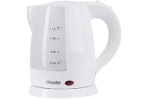 Mesko MS1276 Bouilloire Électrique 1 Litre, Sans BPA, Theiere Sans Fil, Arrêt Automatique, Base 360º, Filtre Anti-Calcaire, Blanc, 1600W