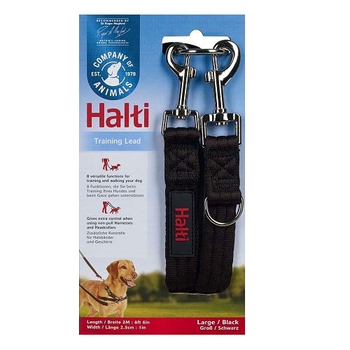 Halti Training Lead For Dogs, Double Ended Dog Training Lead for Halti Head Collar and No Pull Harness, Black Training Lead for Medium Dogs and Large Dogs