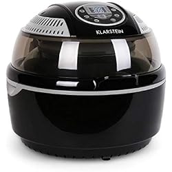 Klarstein VitAir Fryer - Friteuse à air chaud, Grillade, Halogène infrarouge, 1400W, Sans préchauffage, Nettoyage facile, Accessoires nombreux, 50-230°C, Noir