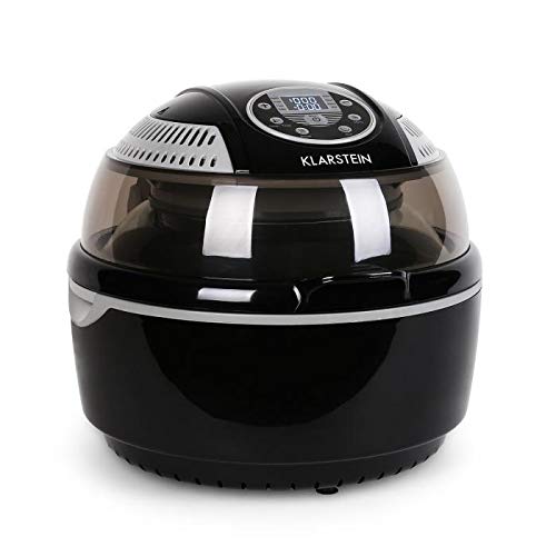 Klarstein VitAir Fryer - Friteuse à air chaud, Grillade, Halogène infrarouge, 1400W, Sans préchauffage, Nettoyage facile, Accessoires nombreux, 50-230°C, Noir