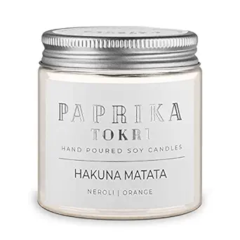 Paprika Tokri Soy Candles | Hakuna Matata - Neroli & Orange | Hand Poured 100% Pure SOYA Wax Candles | Eco Friendly | Luxury Scented | Burn Time 30 Hours