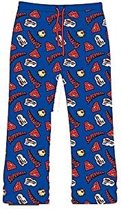 OFFICIAL MENS SUPERMAN CLARKE KENT COMIC CARTOON CHARACTER CASUAL PYJAMAS LOUNGE PANTS TROUSERS UK (Medium, Navy Red 5771)