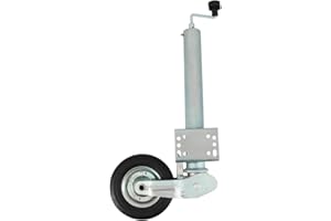 MECA24 Roue Jockey - 500kg - Tube acier 60mm - Escamotable - Bride de fixation soudée multi-trous - Universelle tous types de remorques