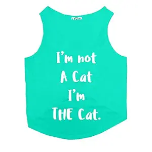 Ruse Summer Cat T-Shirt The Cat Printed Cotton Sleevless Cat Tank T-Shirt/Tee.Poppy Red/Size:-Medium