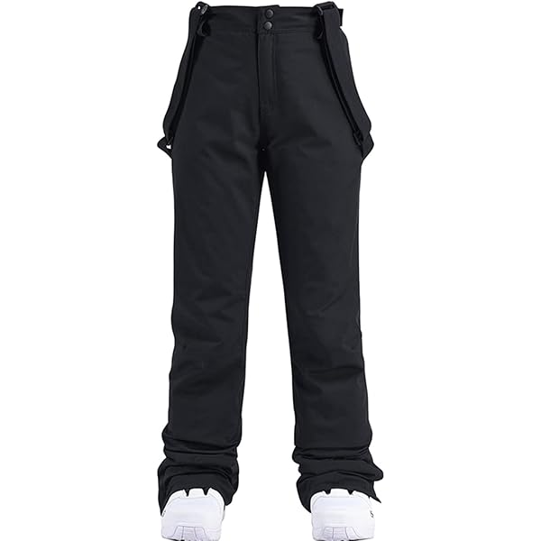 HOUZONIY Skibroek voor dames, thermische snowboardbroek, outdoorbroek voor dames, verstelbare tailleband, met afneembare bretels, skikleding, Paars, S