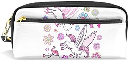 ISAOA Large Capacity Pencil Case and PU Leather Pen Bag Unicorn Pegasus Fairytale Spring Zipper Stationery Supplies Pencil Pouch Comestic Makeup Bag for Girls and Boys