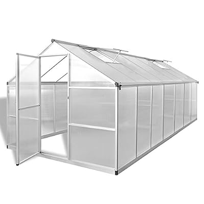 vidaXL Serre de Jardin Aluminium Renforcé 10,53 m² Tunnel Abri Légume Fruit