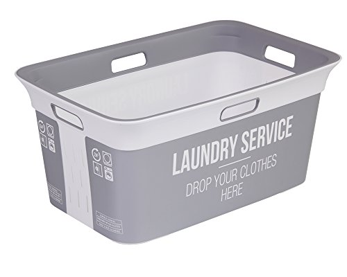 Wäschetruhe Set Wäschekorb Wäschepuff mit Belüftung Moda Service 60 Liter mit Deckel + 45 Liter Wäschesammler mit 4 Griffen - 3