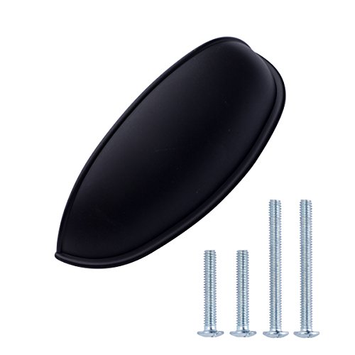AmazonBasics Poignée pour tiroir Moderne Coquille, Longueur : 10,49 cm (7,62 cm centre du trou), Noir, Lot de 10