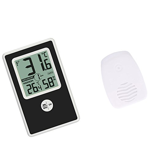 MagiDeal Drahtloses Innen- und Außenthermometer,mit Temperatur und Luftfeuchtigkeit Anzeige für den Schreibtisch / an die Wand / das Haus / das Büro