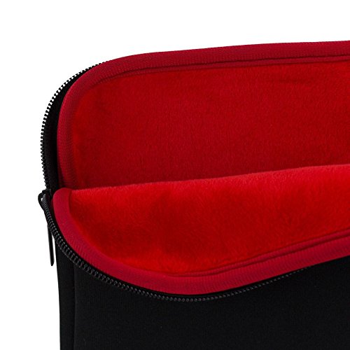Adento Neopren 13“ Laptoptasche, MacBook Air/Pro 13“ / Ultrabook 13“ Hülle in schwarz mit samtig weichem, rotem Premium Innenfutter (schwarz/rot) - 3