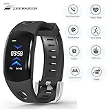Zeerkeer Armband Uhr Smartwatch Fitness Tracker Intelligente Wasserdicht mit Kamera Schrittzähler Schlaftracker pulsmesser SMS Nachrichten Reminder Bluetooth (Schwarz)