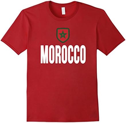 Men's MOROCCO T-shirt Moroccan Pride Flag Tee Soccer Football Medium Cranberry