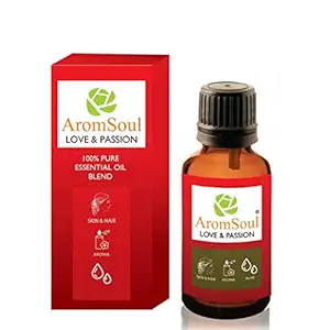 AromSoul Love and Passion Pure and Natural Aromatherapy Essential Oil Blend (30 ml) | Romance, Positivity, Relaxation, Diffuser, Bath & Massage | Rose, Geranium, Jasmine Clary Sage and Vetiver Oil