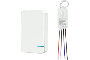 Thinkbee Funkschalter Set mit Fernbedienung, MINI kabelloser Lichtschalter Wasserdicht Wireless Schalter für In-/Außen Lampe 1000W Installierbar/Tragbar Funktaster 600.000 Mal Verwendbar-1 Taste