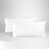 Pack of Two White Pillowcases - 45 x 90 cm (1 Mouth)-144 Thread Count - Soft, Resistant and Durable