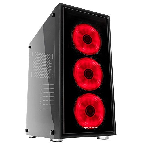 Mars Gaming MC7 - Caja de Ordenador Gaming  semitorre  ATX  Incluye 3 Ventiladores Frontales RGB 120mm  VGA hasta 341mm  Cristal Templado  Apta para Refrigeraci  n L  quida   Negro