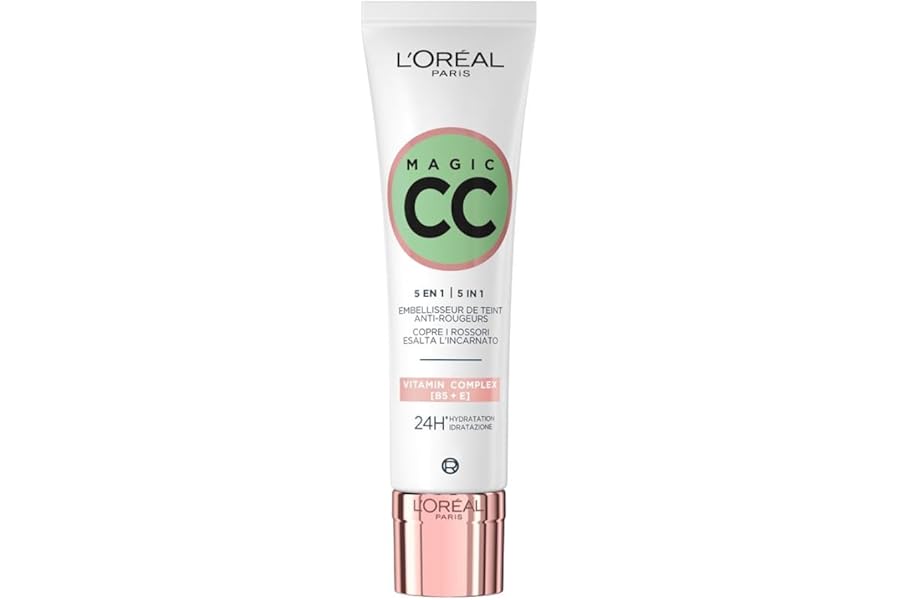 L'Oréal Paris Magic CC Cream with SPF 11, Anti-Redness and Colour Correcting, With Vitamins B5 and E, Lightweight Hydrating Formula Adapts to Skin Tone for a Natural Glowy Finish, 30 ml