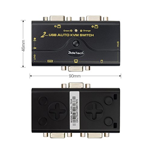 2 Port KVM Switch VGA USB Hub für Video Audio Lautsprecher / Mikrofon Auto Synchronisieren Schalter - 2