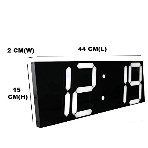 CHKOSDA Fernbedienung Steuern Jumbo digital LED Wanduhr, Multifunktion LED Uhr, Groß Kalender, Minute Alarm Uhr, Countdown LED Uhr, Groß Thermometer, still Uhr (Schwarz Schild) - 2