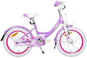 Hiland Space Shuttle rower dziecięcy 2 3 4 5 6 lat rower dziewczęcy 12 14 16 cali z koszem, stojakiem, hamulcem ręcznym i hamulcem nożnym fioletowy/różowy/biały
