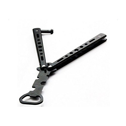 Preisvergleich Produktbild Edelstahl Schmetterling calistouk Messer Öffner Multifunktional Schmetterling Messer zusammenklappbar Bier Flaschenöffner Creative Praxis schwarz