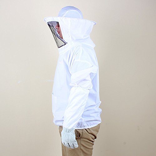 Yosoo Deluxe Baumwolle Polyester Professional Imkerbekleidung Imker Bienenzüchter Hut mit Veil Schutzausrüstung mit Reißverschluss für Bee Keepers, Weiß - 7