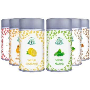 sweetcare vainilla, naranjas, canela, jengibre, Chilli, limones, mint-sugar sustituir con Eritritol y Stevia, la alternativa natural para azúcar