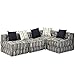 Produktbild Festnight 4-Sitzer Modulares Schlafsofa Stoff Gestreift Schlafcouch Sofa Stoffsofa für Wohnzimmer Oder Schlafzimmer