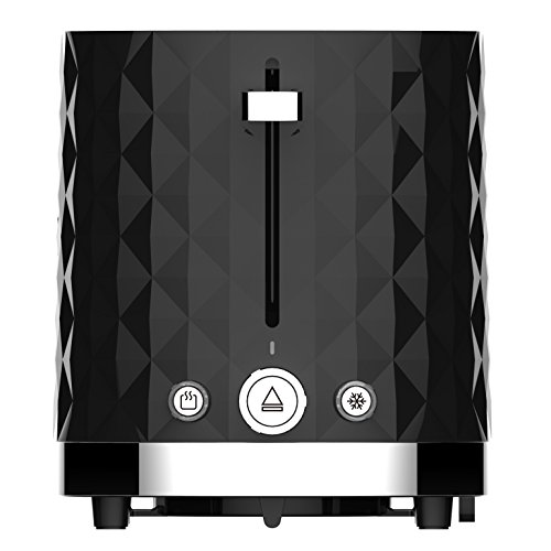 Limee Toaster für 2 Scheiben, Brötchenwärmer aus Edelstahl, kühle Außenseite, Schwarz,Black-B - 3