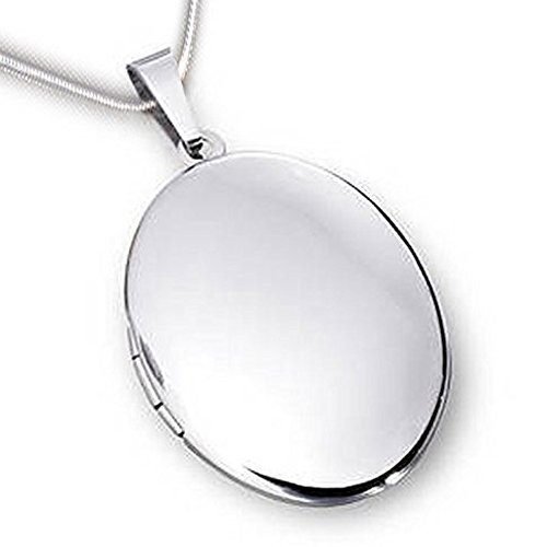 HausderHerzen Medaillon oval Hochglanz – Edelstahl mit Kette