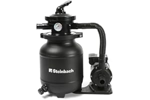 Steinbach Système de Filtration Classic 250N - 040385 - Pompe pour piscines jusqu'à 19.000 l - avec vanne 7 Voies avec Levier de réglage et manomètre, Schwarz
