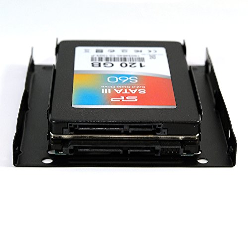 Rhombutech® Einbaurahmen für 2x 2,5 Zoll Festplatten oder SSD auf 3,5 Zoll – Metall – sehr stabil – optimiert für SSD – Halterung Schienen inkl. 12x Befestigungsschrauben - 4