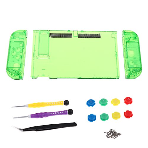 Preisvergleich Produktbild Sharplace Schutzhülle Transparent Ersatz Gehäuse mit Schraubendreher und Knöpfe für Nintendo Switch Konsole und Joy Con Controller - Klar Grün