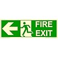 nulite 3015 JD Glow in The Dark Emergency Fire Exit Vinyl sticker Sign Left Arrow, 300 x 100 mm