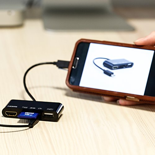 CSL – MHL Micro USB zu HDMI Adapter / Kabel | 5in1 | MHL (OTG) zu HDMI / USB Schnittstelle / externer Cardreader (Kartenlesegerät) | zum synchronisieren von Smartphone / Tablet auf Fernseher / Smart TV / Monitor / Beamer | Samsung Galaxy S3, S4, Galaxy Note 2, Note 3 | Gerät muss OTG / MHL fähig sein - 4