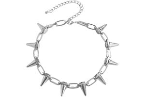 Fc'Noqgn Hip Hop Halskette, Übertriebene Persönlichkeit Punk Nieten Halskette, Kugel Halskette Kragen Kette, Frauen Halskette Halskette, Punk Rock Halskette (Silber)