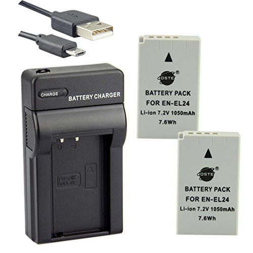 DSTE EN-EL24 Li-ion Batterie  2-Pack  et chargeur USB costume pour Nikon 1 J5