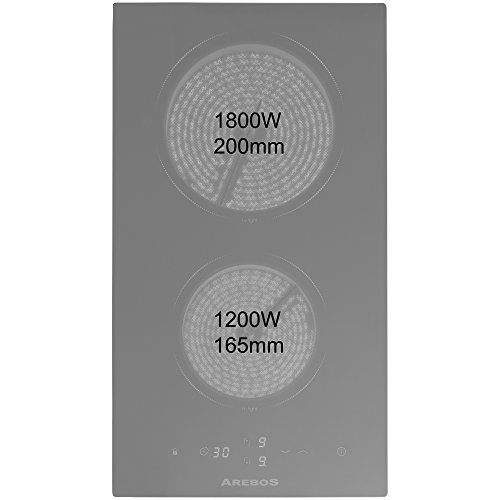 Arebos® Glaskeramikkochfeld 2 Platten Ceran Glaskeramik autark Kochfeld Sensor Touch - 6