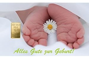 DEUTSCHES GOLDKONTOR 1,0 Gramm Feingold Motiv- Karte" Alles Gute zur Geburt" Goldbarren / 999,9 Gold