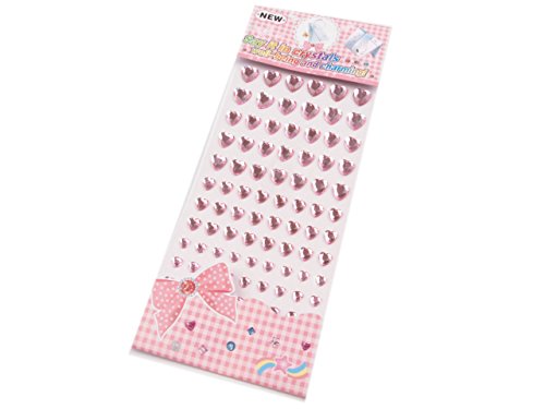 84 Herzen rosa 6-12mm selbstklebend, Perlen, Dekosteine, Schmucksteine, Kristalle, Karten, viele Farben
