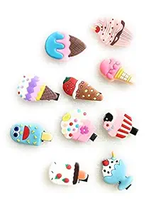 Kinjals Collection Ice Cream Hair Clips for Kids Girls Pack of 10