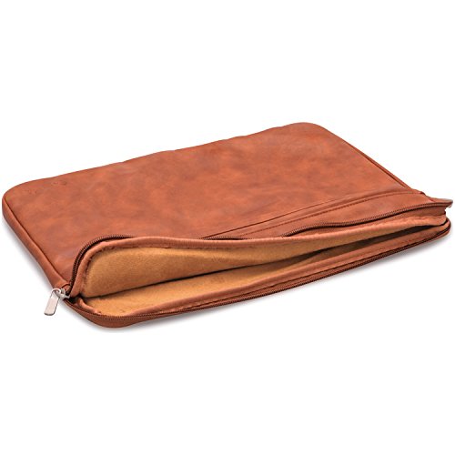 CASEZA „Boston“ MacBook Pro 15 Kunstleder Hülle Braun – Edle PU Leder Tasche Sleeve für das Apple MacBook Pro 15 – – Laptoptasche passt auch für 14 Zoll Laptop / Notebook Modelle – Weich gepolstert - 4