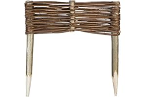 Mcsammler Weide Beeteinfassung in 16 Größen Weidenzaun Rasenkante Beetbegrenzung Steckzaun imprägniert mit Buchepflöcken für leichtes Einsetzen Palisade Länge: 30 cm Höhe: 10 cm