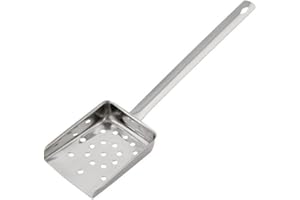 Vogue Flat Handled Chip Scoop - Stainless Steel, Perforated for Drainage Speed Scoop Shovel J611