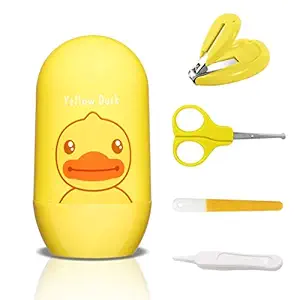 Babyshower Infant and Toddler Grooming Kit with Nail Clipper Scissors Pocket Size Nail Care Set,Yellow