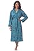 Produktbild Morgenstern Damen Bademantel lang, Größe S, Farbe türkis, Kimonokragen, bedruckt mit floralem Motiv, Baumwolle